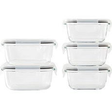모던하우스 전자레인지 스팀홀 유리밀폐용기 세트, 1세트, 320ml (3P) + 520ml (2P)