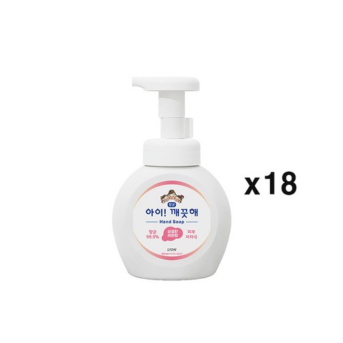 아이깨끗해 핸드워시 용기형 상큼한 레몬향, 250ml, 18개