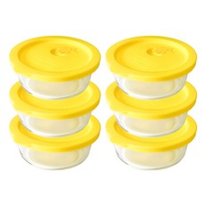 감성리빙 촉촉한 햇밥용기 유리 원형 300ml, 6개