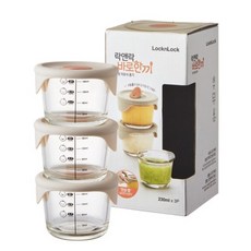 락앤락 바로한끼 이유식 원형용기, 230ml, 혼합색상, 3개