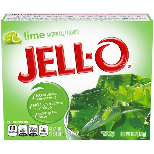 Jello 젤라틴 디저트 라임 발티자르 브랫, 170g, 1개