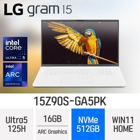 LG전자 2024 그램15 15Z90S-GA5PK15Z90S-GA5PK · WIN11 Home · 16GB · 512GB · 화이트