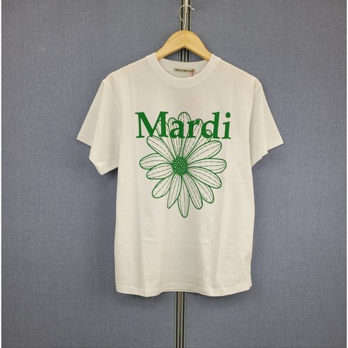 (국내정품) 마르디메크르디 반팔 티셔츠 그린 TSHIRT FLOWERMARDI WHITE GREEN