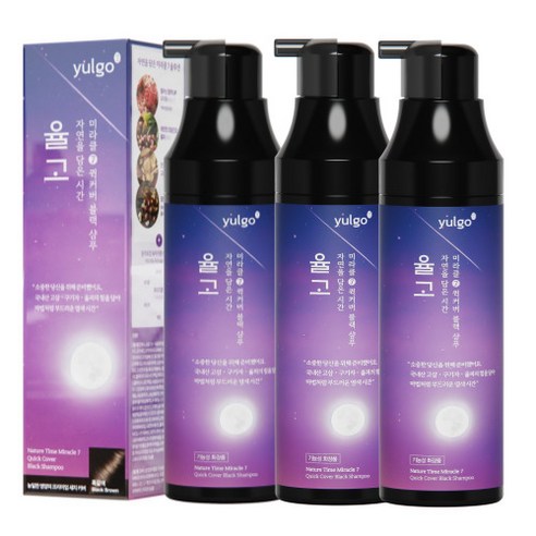 율고 자연을 담은 시간 순한 새치 염색샴푸 흑갈색, 200ml, 3개