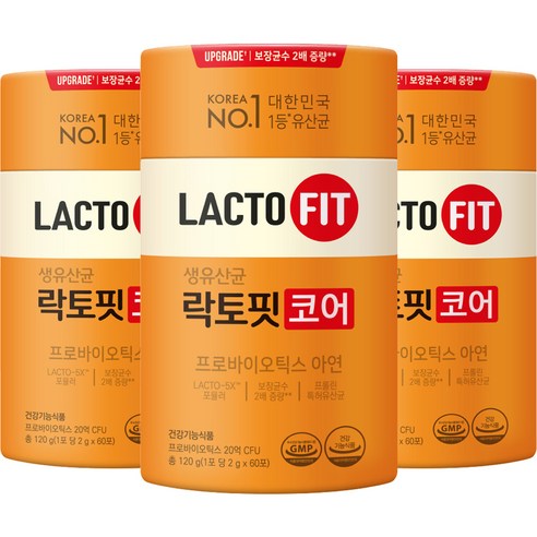 종근당건강 락토핏 코어 생유산균 60p, 120g, 3개